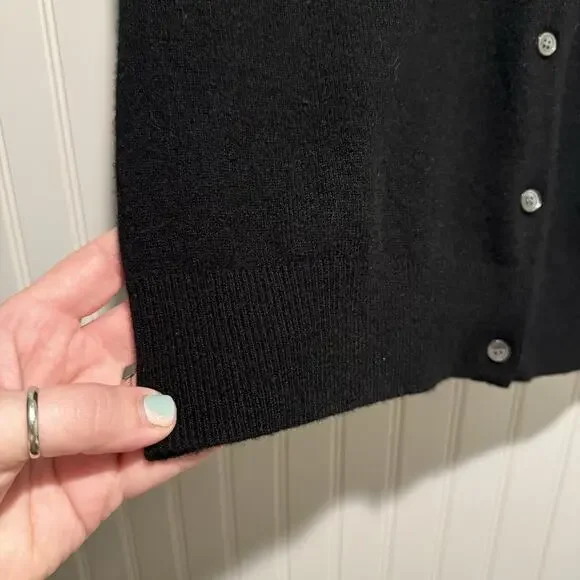 Jennie Liu Black Cashmere Cardigan Sweater Size Medium - Picture 3 of 5